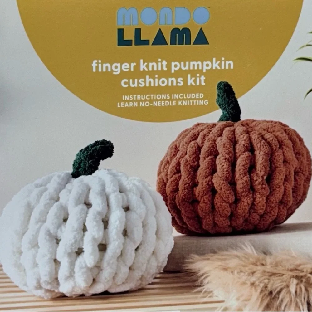 2ct Fall Craft Finger Knit Pumpkins Kit by Mondo Llama